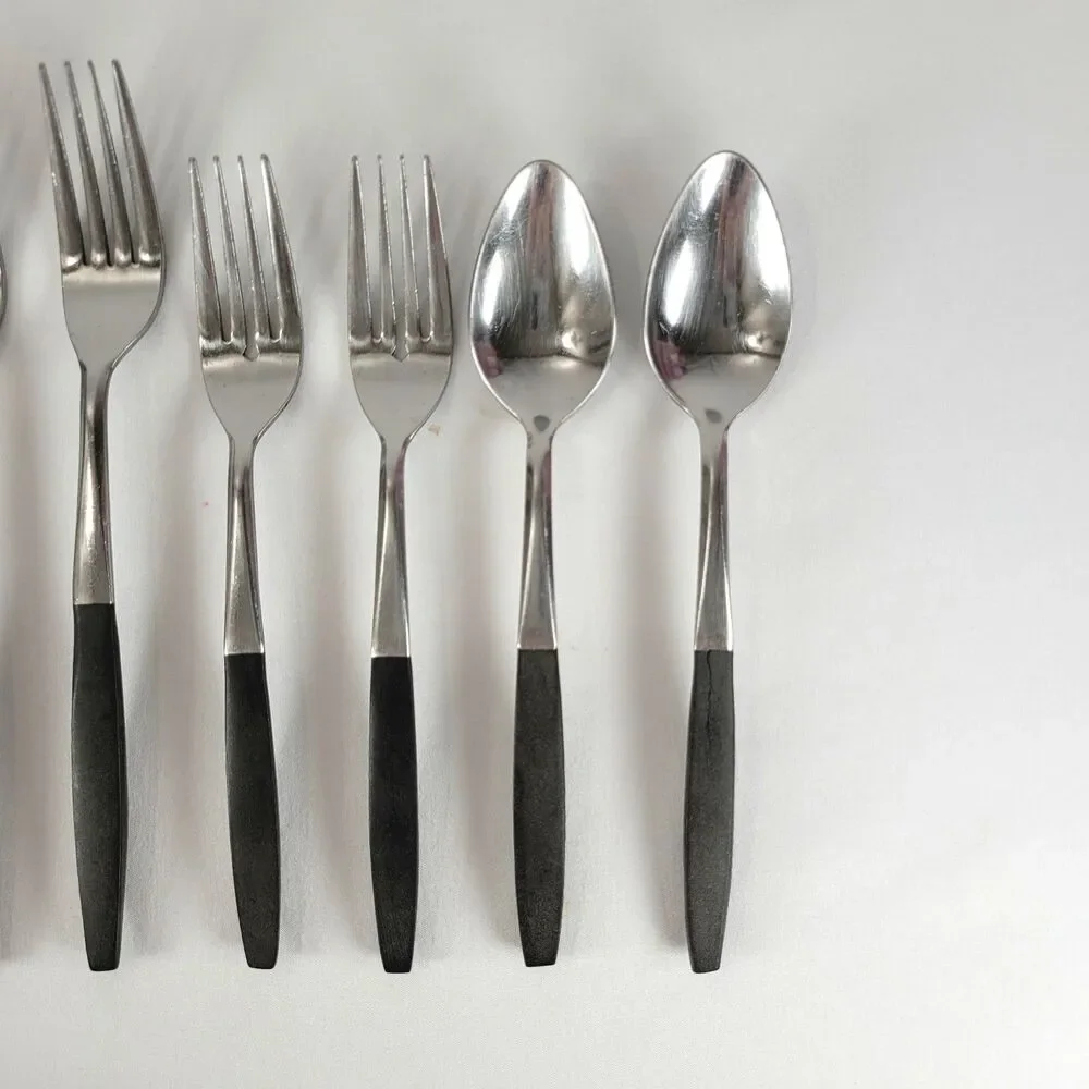 Kingston KGS2 Stainless Flatware Japan Black Handle MCM Minimalist 8-Piece Set